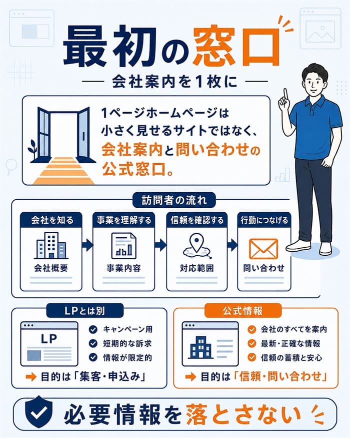 1ページホームページが会社案内の窓口になる図解