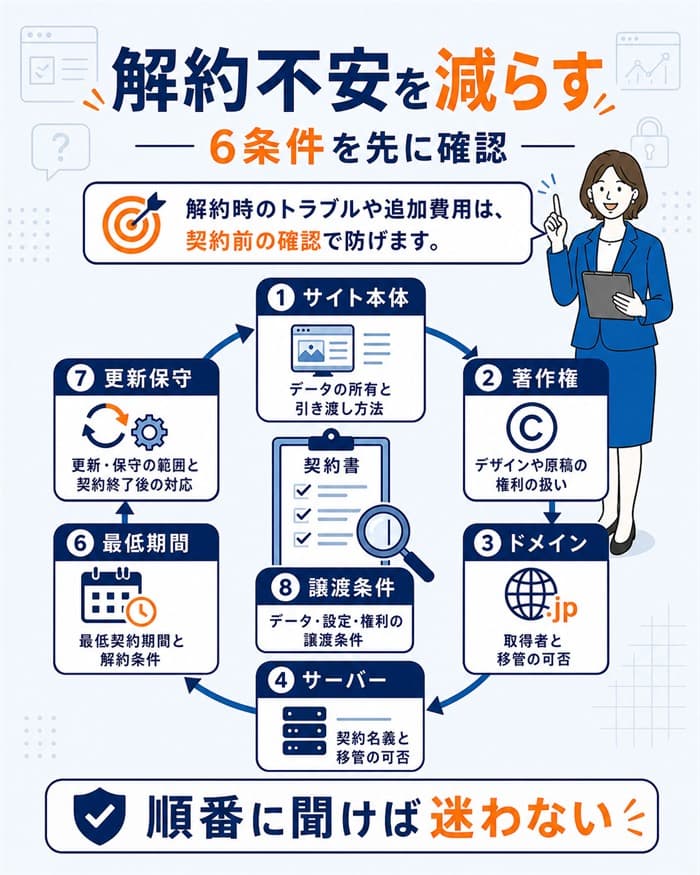 解約不安を減らす契約前の確認条件図