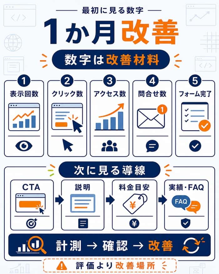 公開後1か月の数字を改善材料にする図解