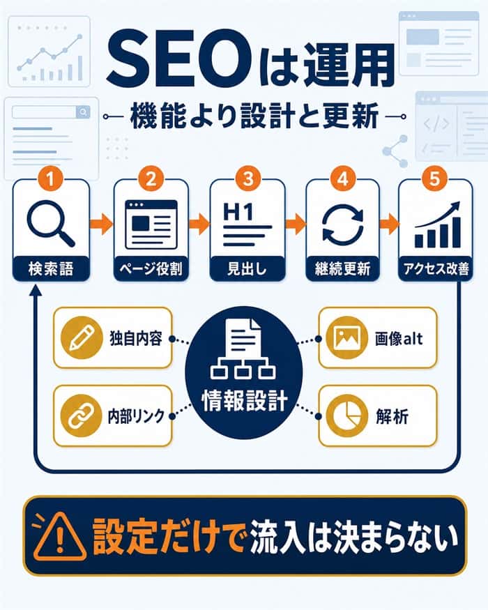 JimdoのSEOを情報設計と更新体制で考える図解