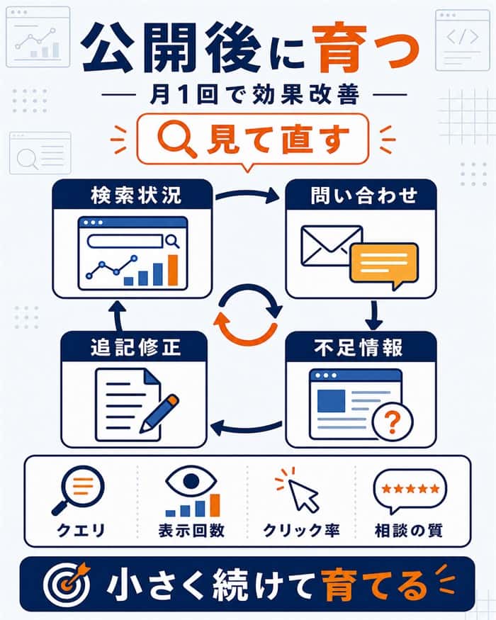 公開後に検索状況と問い合わせから改善する循環図解
