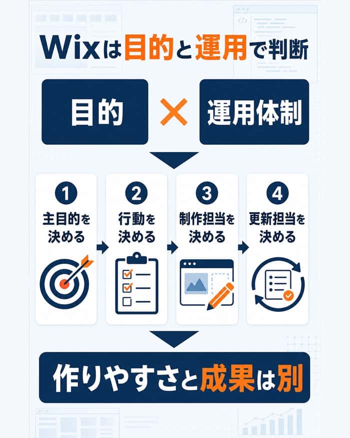 Wix制作は目的と公開後の運用体制を掛け合わせて判断する