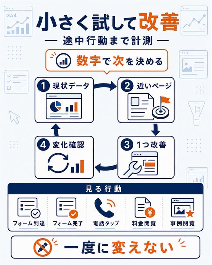 途中行動を計測して小さく改善する手順図解