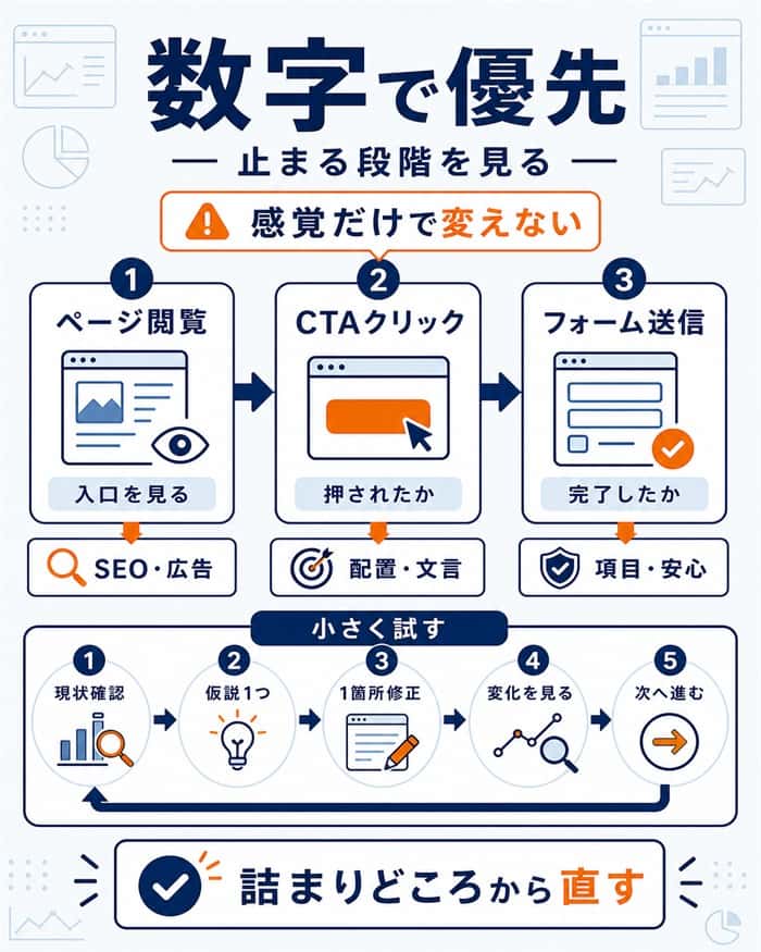 ページ閲覧からフォーム送信まで数字で優先順位を決める図解