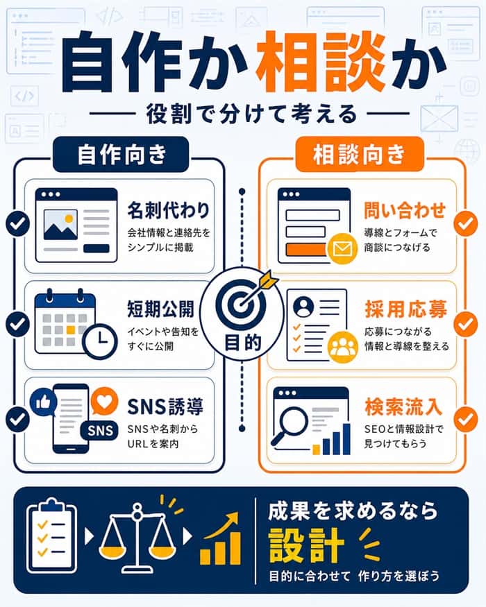 Canva自作と制作相談の判断軸を比較した図解