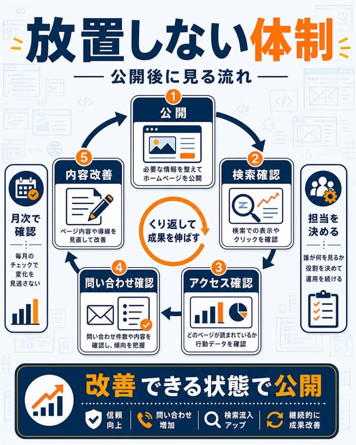 公開後の更新計測改善サイクルを示す図解