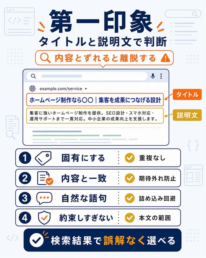 タイトルと説明文の検索結果チェック図解