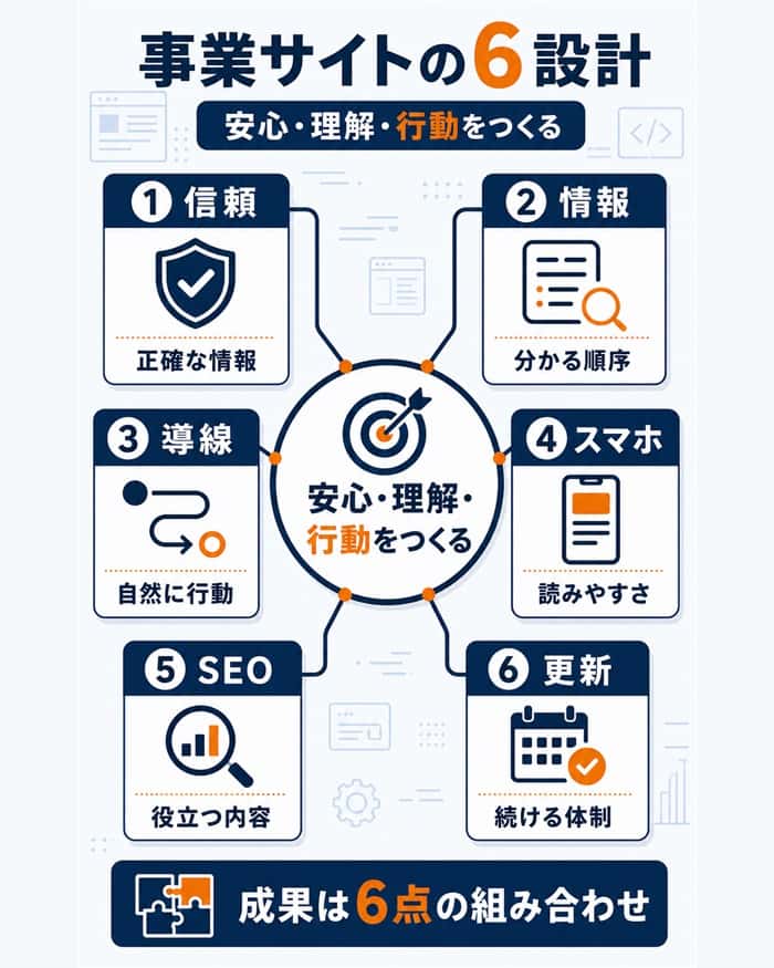 事業用ホームページに必要な六つの設計要素