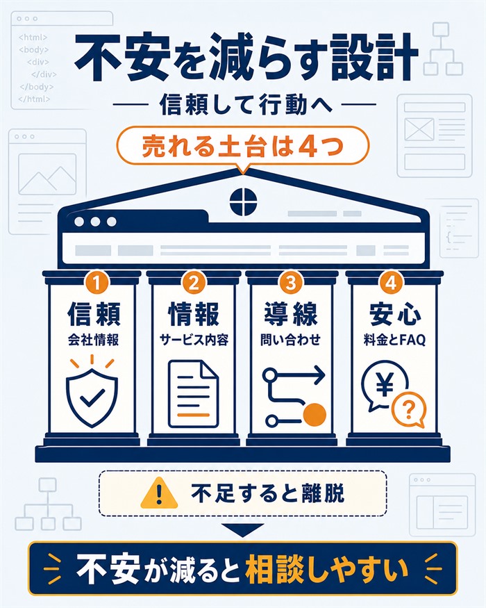 問い合わせ前の不安を減らす4つの信頼土台
