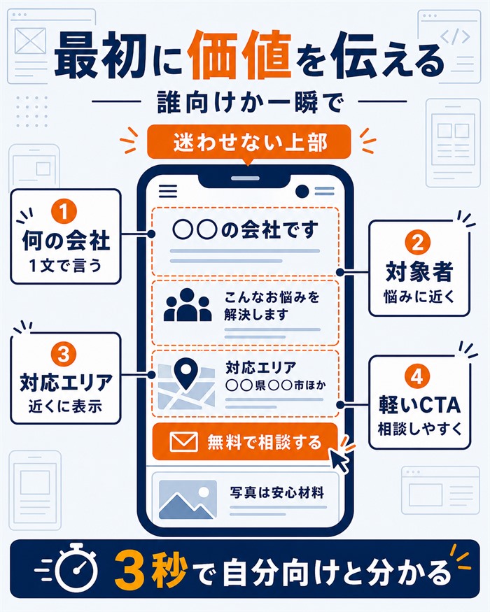 ファーストビューで誰向けの価値か伝える設計