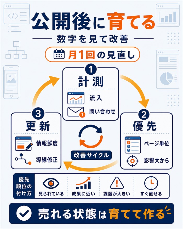 公開後の計測更新改善で売れる状態を育てる流れ
