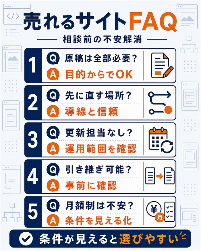 売れるホームページ相談前の不安を解消するFAQ