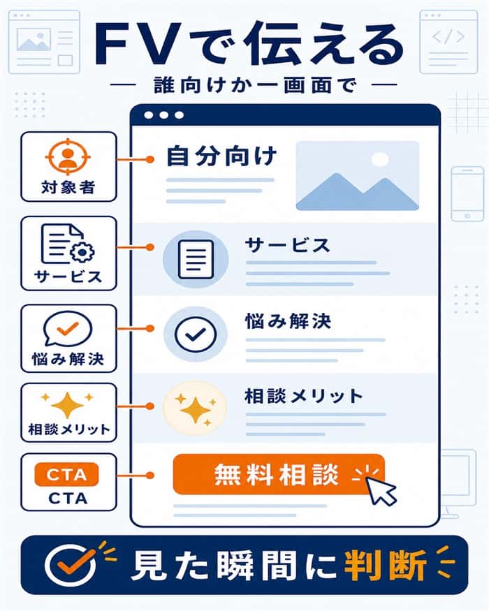 ファーストビューで伝える要素とCTA図解