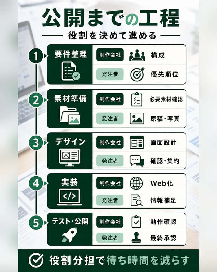 要件整理から公開までの工程と制作会社・発注者の役割分担