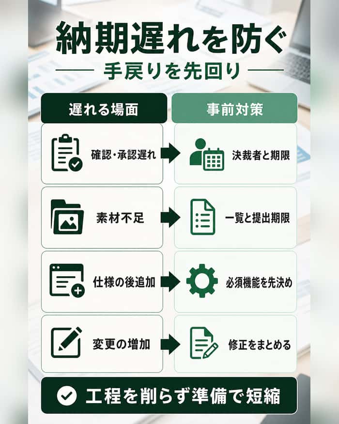 納期遅れを招く4場面と手戻りを防ぐ事前対策